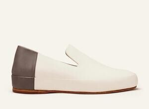 Feit Flat Slipper Loafer Slip Ons Bi Color Cream Brown Leather 37 Size 6.5